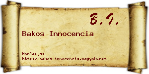 Bakos Innocencia névjegykártya